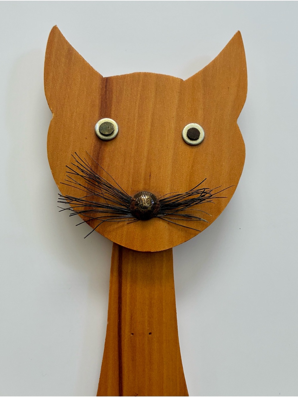 Large 21.5" Vintage Mid Century Modern Wood Cat Wall Art MCM Decor